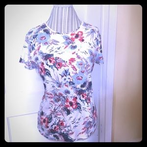 Croft & Barrow Red, White & Blue Floral Tee